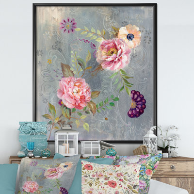 " Peonies And Paisley " Painting Print