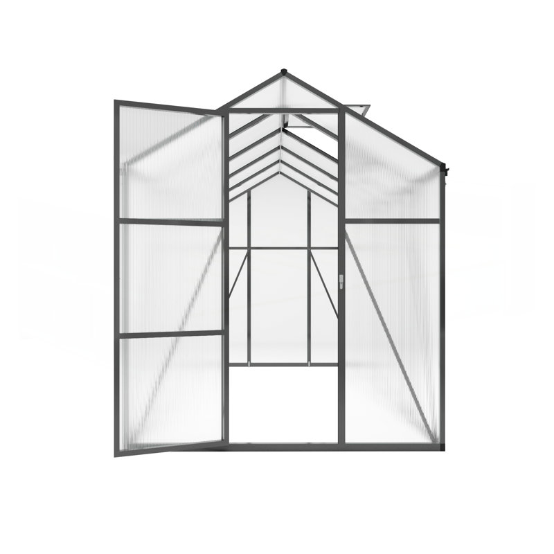 Durable Polycarbonate Greenhouse With Aluminum Frame, Raised Base, And Anchor For Year-Round Planting, 7.2' H x 10' W x 10' D