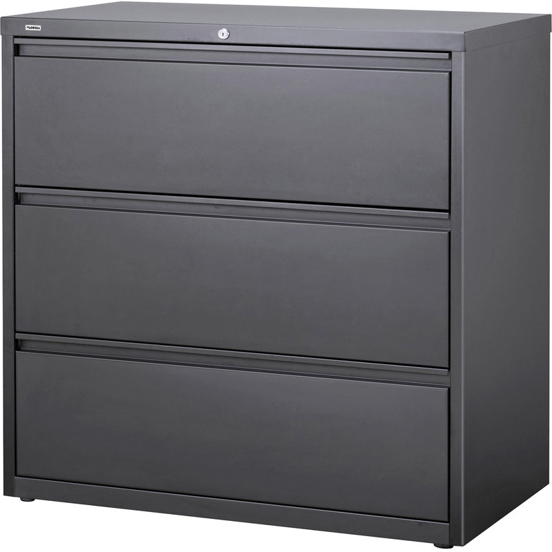 Charcoal Black 42" Wide 3-Drawer Lockable Steel File Cabinet