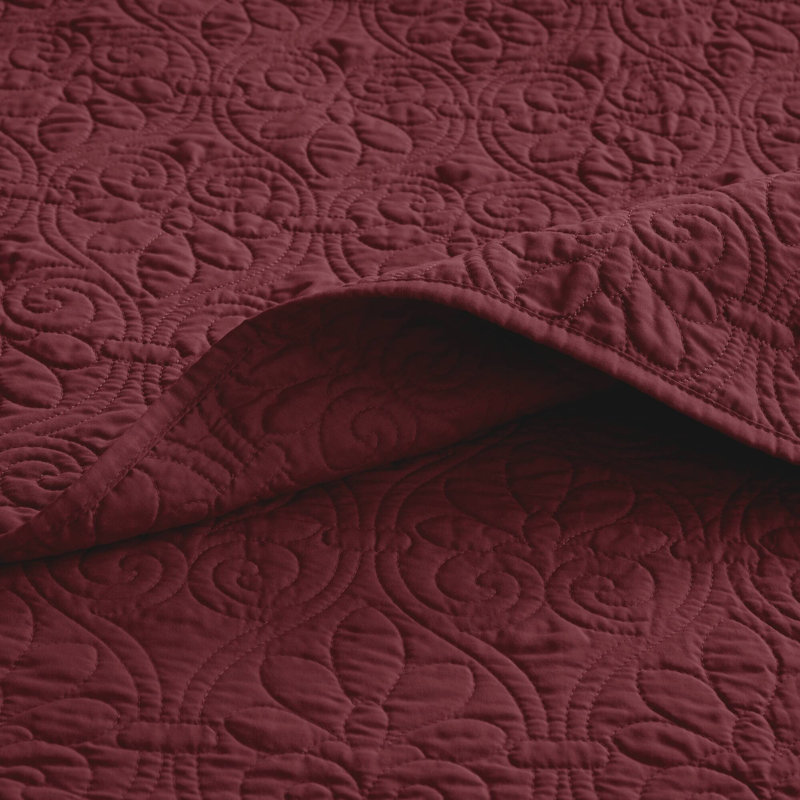 Ensemble de couvre-lit réversible Québec, Couvre-lit de très grande taille et 2 taies déco, Rouge