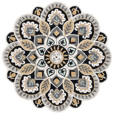 Novelty Fraida Hand Tufted Wool And Cotton With Latex Floral Rug