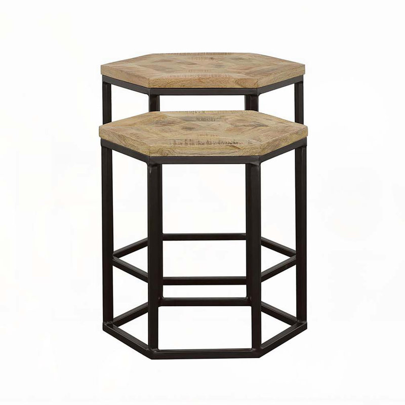 Natural and Black 2-Piece Nesting Table