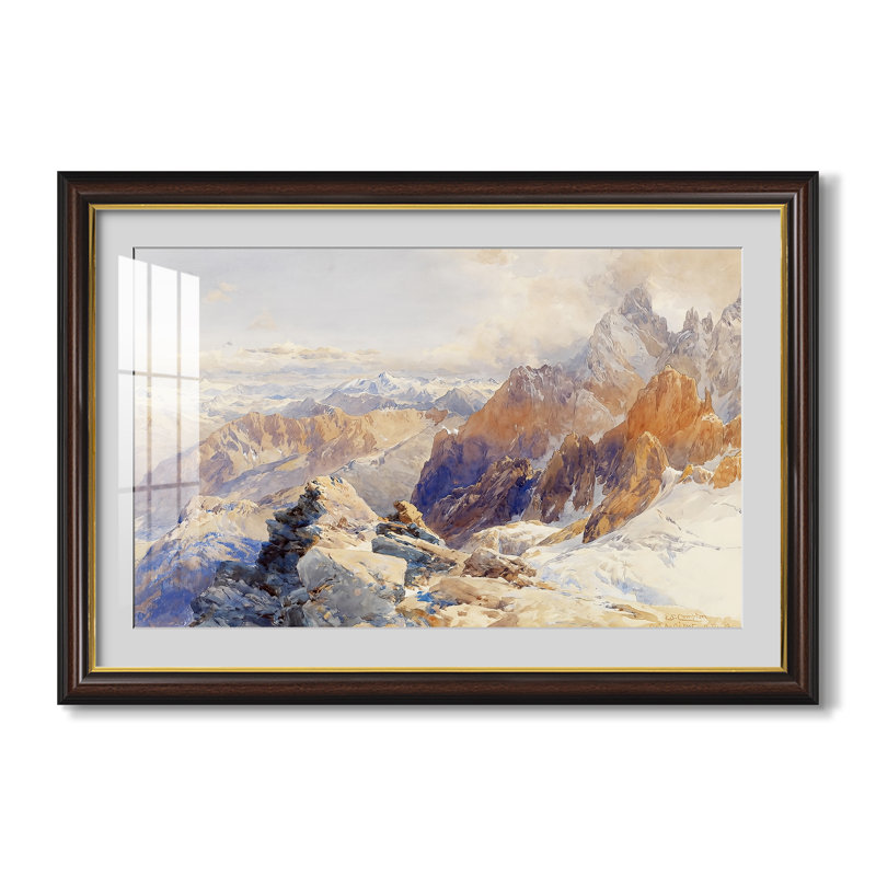 Col du Géant, 1903 - Edward Theodore Compton - Estampe encadrée sur mesure, Dimensions intérieures 24 po x 34 po, Noyer doré