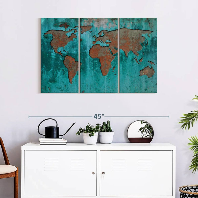 Impression sur mappemonde, impression sur toile, H 24 po x l 38 po x 1,25 po