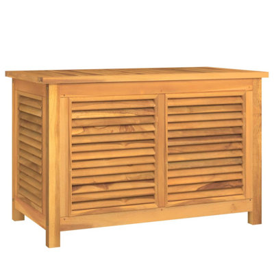 Boîte de rangement en bois de teck résistant à l'eau en brun