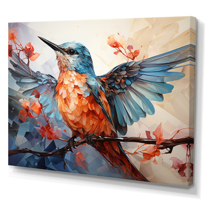 Oiseaux géométriques dans un ciel cubiste - Reproduction d'art mural oiseau