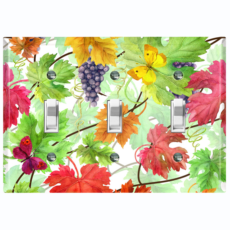 Plaque murale d'interrupteur à bascule à 3 bandes Grapes Fall Leaves