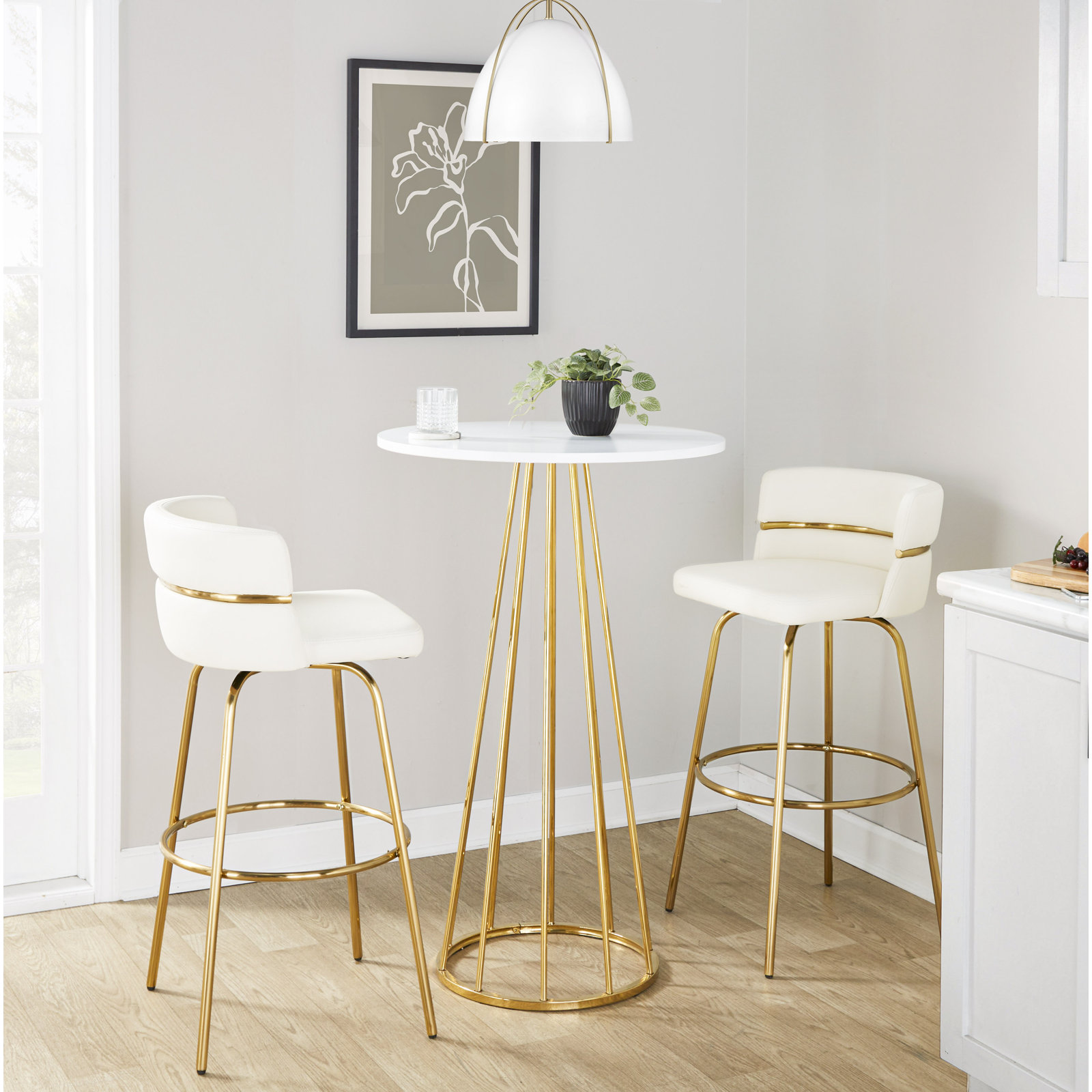 Canary Cosmo Counter Table, Gold, White, 42"