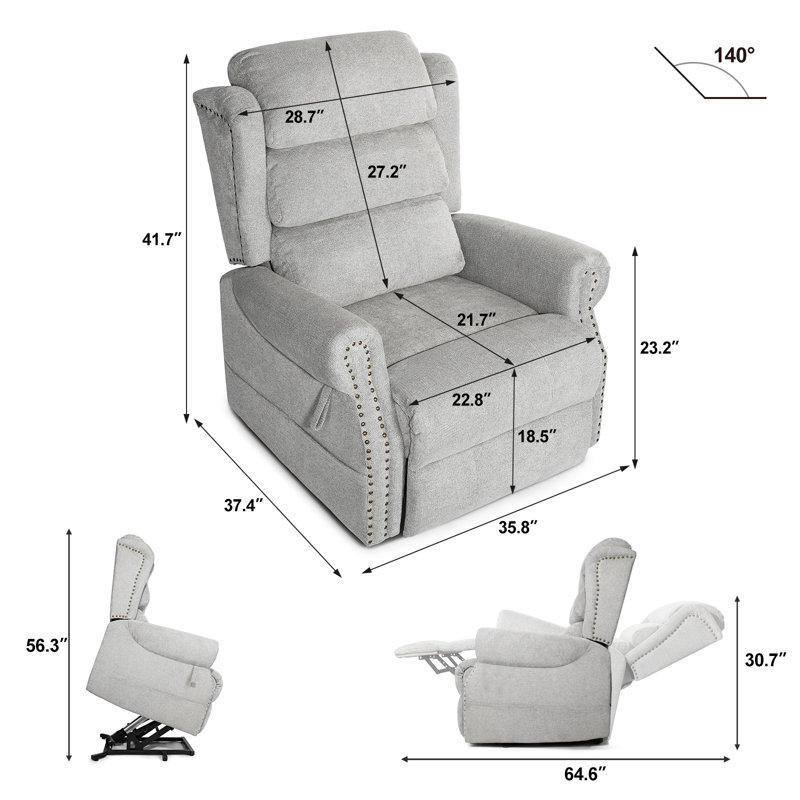 Fauteuil inclinable Dilys, Gris chenille