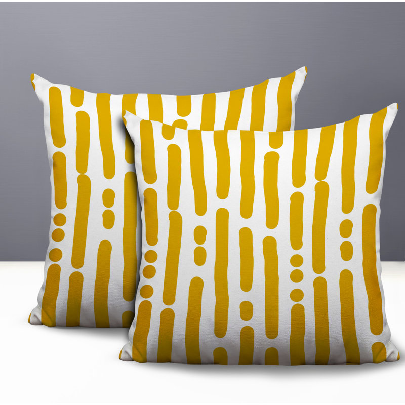 Oreiller réversible intérieur / extérieur Adora, Jaune, 16 x 16