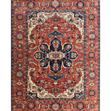 Wool Oriental Area Rug in Rust/Beige/Blue