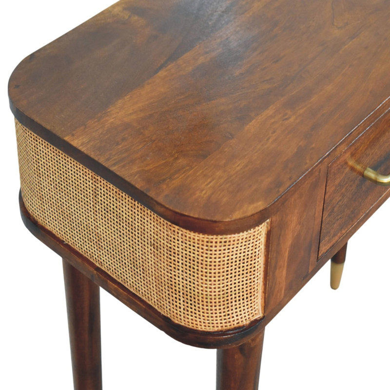 Solid Wood Belmont Cane Edge Console Table, 2 Drawers