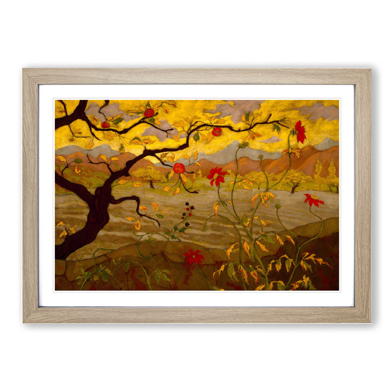 Apple Tree with Red Fruit by Paul Ranson - Framed Print, 36cm H x 48cm W x 2cm D, Oak Framed