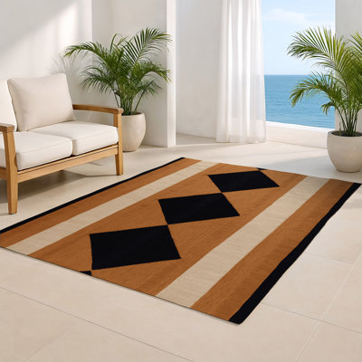 Tapis d'intérieur et d'extérieur à carreaux brun