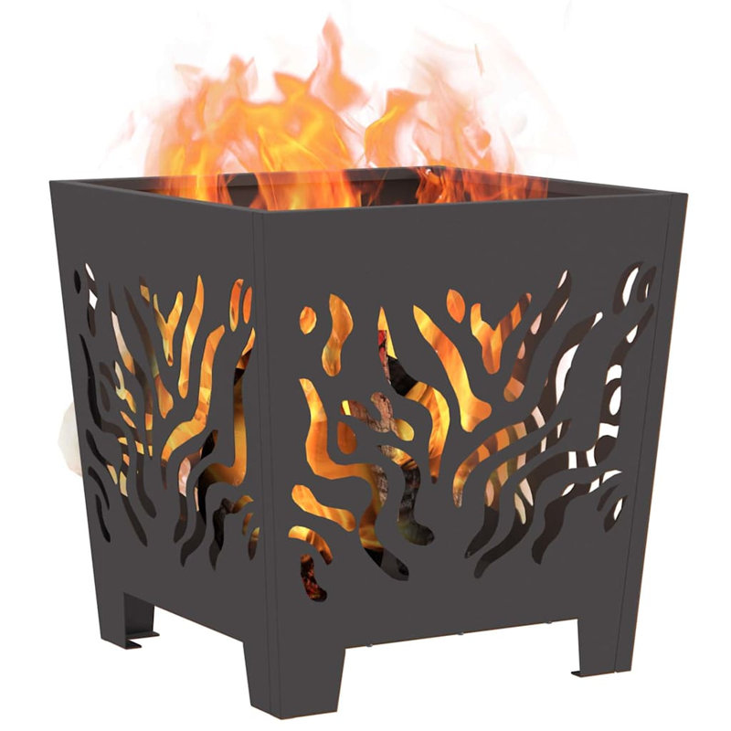 Modern Outdoor Fire Pit, Black, 40cm H x 40cm W x 40cm D