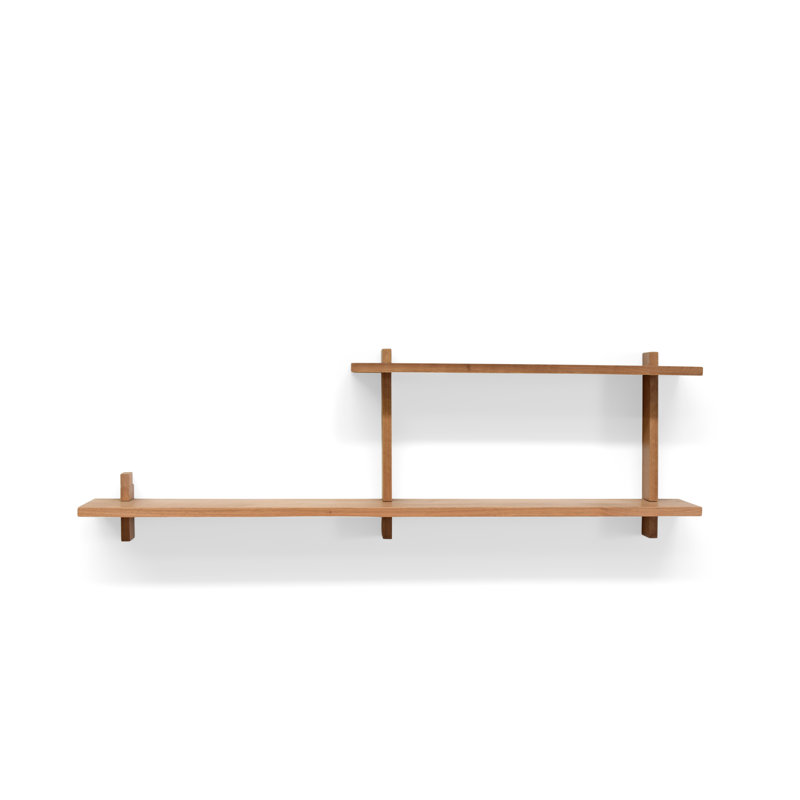 Ensemble de 2 tablettes décoratives en bois massif noyer, Brun pâle, H 15 po x l 50 po x P 7 po
