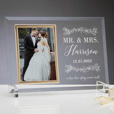 Laurels of Love Clear Glass Single Picture Frame