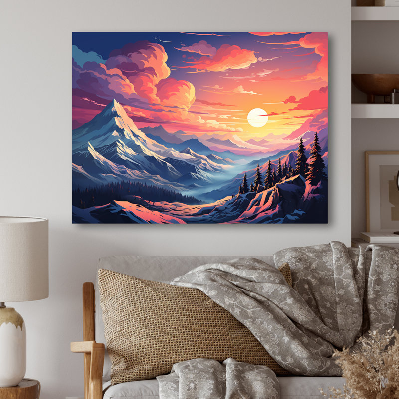 «Space Landscape Mountain Sunset», art mural, H 16 po x l 32 po x P 1 po