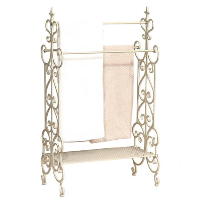 Freestanding Towel Rack, Stand with Storage Shelf, 3 Tier, (White)