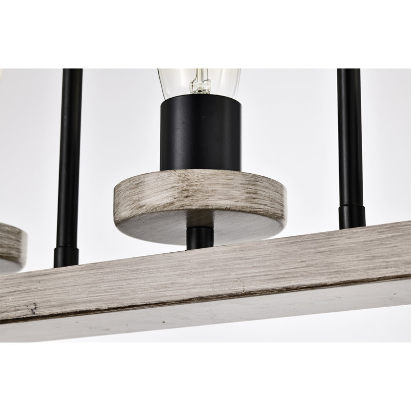 Îlot de cuisine réglable noir mat 30 po avec 5 lumières Funa