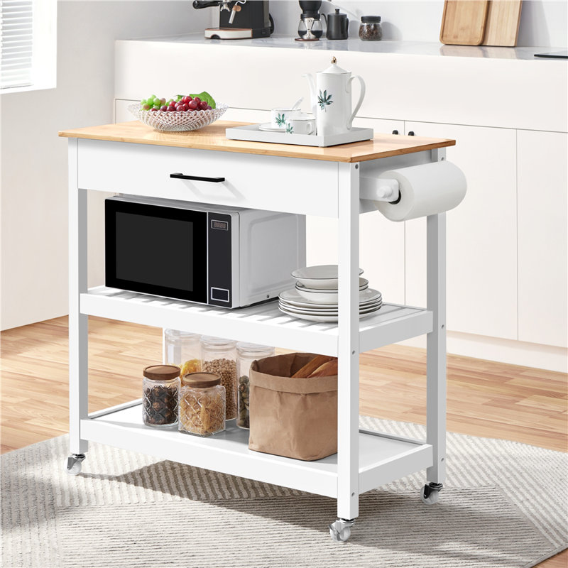 Chariot pour îlot de cuisine sur roulettes H 36 po, Blanc
