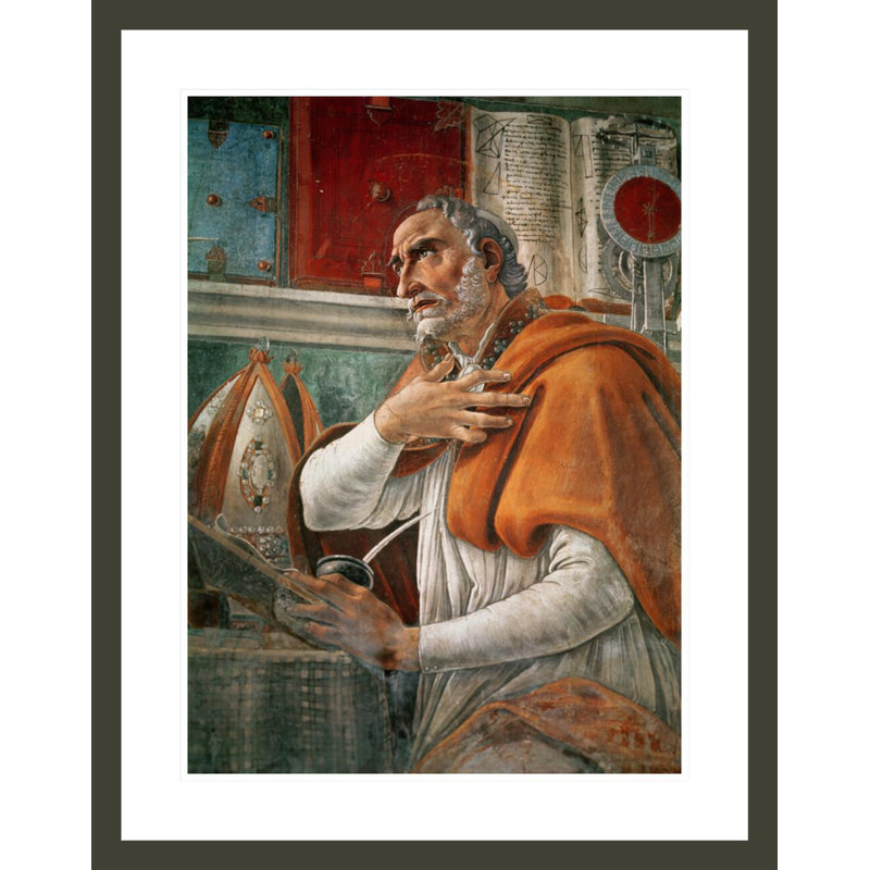 Saint-Augustin dans sa cellule par Sandro Botticelli - Estampe numérique encadrée, H 29,5 po x l 23,26 po