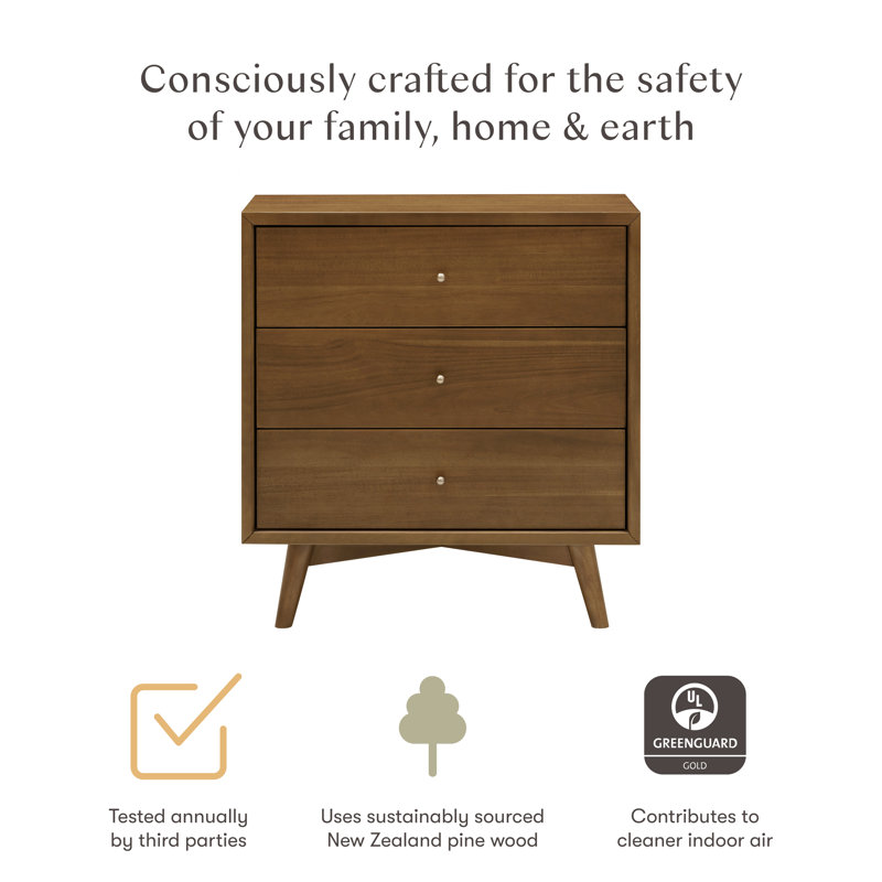 Palma 3-Drawer Assembled Dresser, Natural Walnut