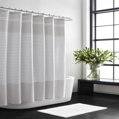 Vera Wang Seersucker Striped Cotton Shower Curtain