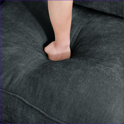 Canapé modulaire en L à 3 places avec repose-pieds mobile Rangement, chenille moderne pour le salon | Chenille | Gris clair