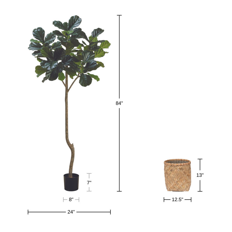 7' Fiddle Leaf Tree with Bamboo Planter