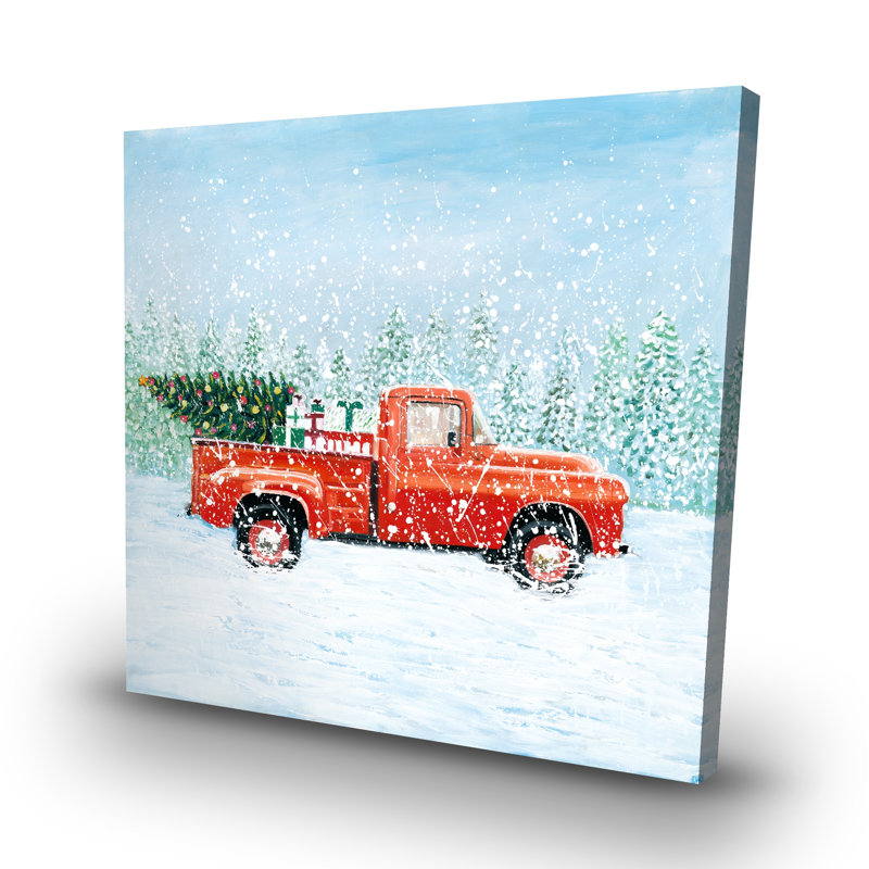 Christmas tree truck - 32"x32" art on canvas