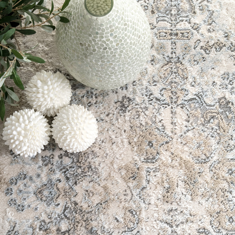 Tapis oriental argenté Andrus, Rectangle 3 pi x 5 pi
