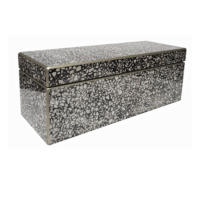 Miroir rectangulaire fait à la main peint dans une boîte rectangulaire en terrazzo, H 13,4 po x l 4,9 po x P 4,7 po