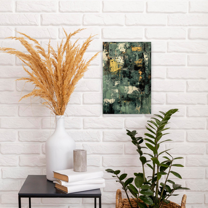 Art mural moderne abstrait vert abstrait, 18" H x 12" W