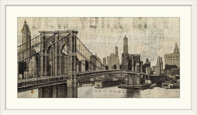 Raison " Vintage NY Brooklyn Bridge Skyline " by Michael Mullan Williston Forge 