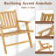 Chaise inclinable d'extérieur en bois de teck de 4 pièces avec dossier et accoudoirs confortables