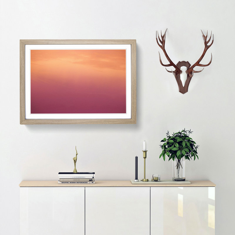 Peach Seascape - Picture Frame Photograph Print, 48cm H x 65cm W x 2cm D, Oak Framed