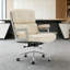 Fauteuil de direction en cuir véritable à dossier moyen avec structure en aluminium-1328196406