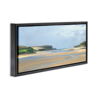 Vast Beach View Gold Framed Floater Canvas Wall Art by Noah Bay