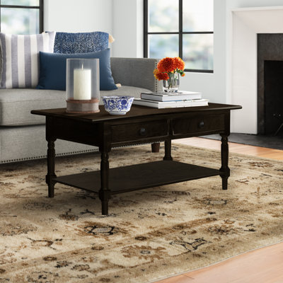 Banes Solid Wood Four Leg Coffee Table with Storage