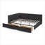 Lit plateforme grand capitonné en velours noir profond, cadre de lit rembourré multi-usage pour chambre à coucher et salon