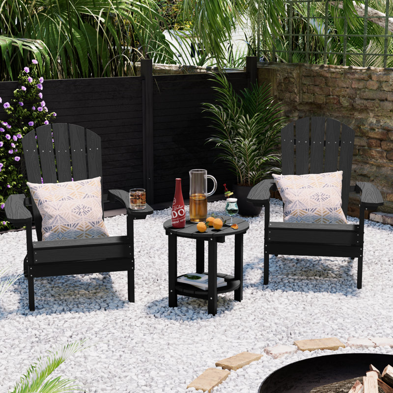 18" Outdoor All Weather Side Table, Black