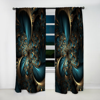 Lassalle - Or et bleu The Fractal capitulation I - Rideau moderne - Velours obscurcissant - 1 panneau