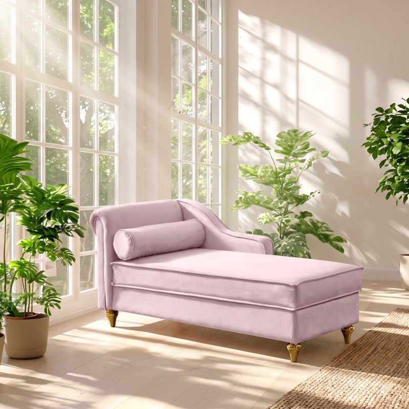 Chaise longue moderne en bois d'eucalyptus massif avec rangement en velours, dimensions : 154 cm (L) x 76 cm (P) x 70 cm (H).