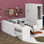 Lit plateforme double avec 6 tiroirs de rangement, lit de jour en bois avec bureau, draps et garde-robe-637217698