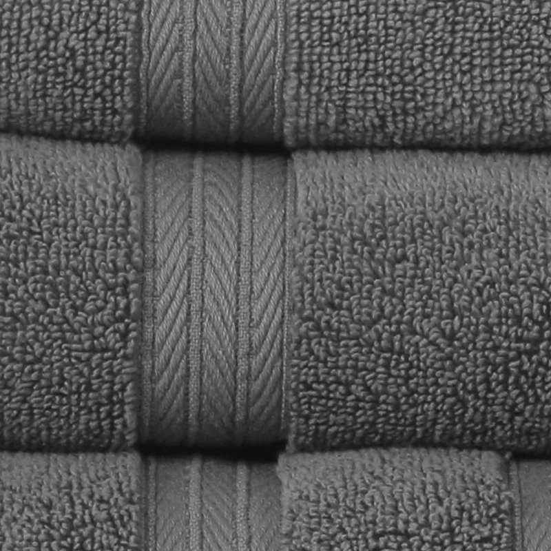 Elegance Essentials 550GSM 100% Cotton Zero Twist Bath Towel Set(1 Bath, 1 Hand Towel & 1 Washcloth), Dark Gray