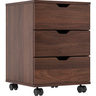 Classeur vertical à 3 tiroirs avec classeurs mobiles en bois sous le bureau pour roulettes (non assemblé)