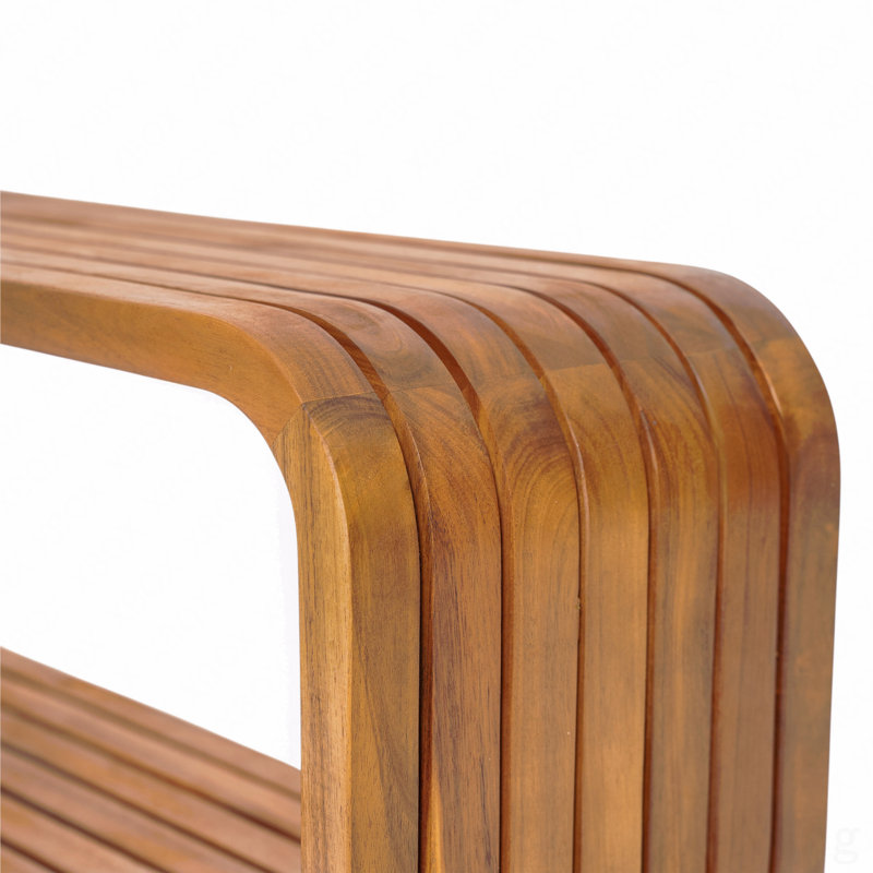 Acacia Wood Coffee Table, Curved Hollow Design for Patio & Living Room