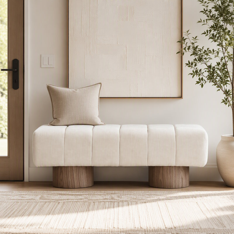Banc de salle à manger rembourré, Beige