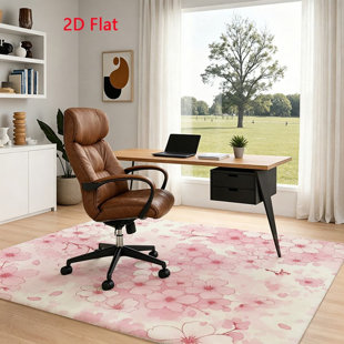Sakura Blossom Area Rug, Art Design, Pink Floral Pattern, Machine Washable Non Slip, Indoor Decor for Living Room Bedroom Entryway Front Door Kitchen Balcony Apartment Cozy Home